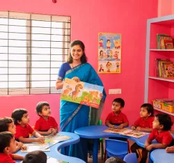 Qualified and caring teacher guiding a student